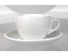 Moka Consorten Italienische Cappuccinotasse | »Verona« | Füllmenge (bis zur Oberkante): 180 ml | weiß | handgemacht | 6 Tassen & 6 Untertassen | Made in Italy