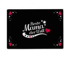 Wandkings Glasschneidebrett mit Schriftzug „Beste Mama der Welt“ - Desgin wählbar - Glasschneideplatte, Schneidebrett aus Glas, Frühstücksbrettchen - MOTIV 3