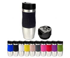 Schramm® Thermobecher in 10 Farben inkl. Ersatzdeckel Isolierbecher ca. 400ml Thermoisolierbecher Kaffeebecher Travel Mug Reisebecher BPA-frei Coffee to go Becher, Farbe:schwarz