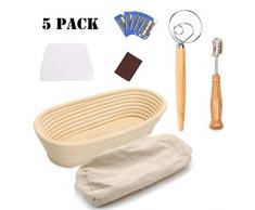 RAIN QUEEN Gärkörbchen Gärkorb Brot Korb Brot Proofing Körbe oval Rattan Brot Fermentation Korb Bäckermesser Backen Kit (A#)