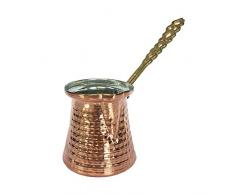 Premium Messing Kupfer Türkischen Kaffee wärmer Topf mit Griff, auch für den griechischen Arabisch Tee, Messing, kupfer, 250 ml, 3 Cup kupfer