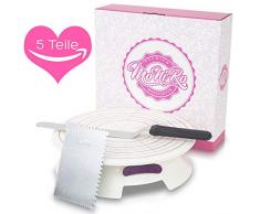 MoNiRo Tortenplatte drehbar - Tortendreher mit 30 cm Drehteller & Profi Fondant Backzubehör Set - Edelstahl Winkelpalette + Tortenglätter zum backen von Torten - Drehbarer Tortenteller Back