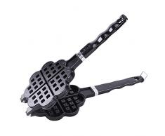 TAMUME Stovetop Waffeleisen für Herzwaffeln Gussaluminium Waffeleisen Belgische Herz Waffel Hersteller -4 Herz-geformt Scheibe