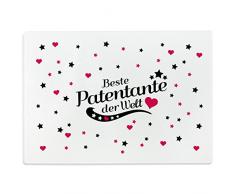 Wandkings Glasschneidebrett mit Schriftzug Beste Patentante der Welt - Design wählbar - Glasschneideplatte, Schneidebrett aus Glas, Frühstücksbrettchen - MOTIV 6