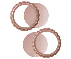 webake Tarteform Ø 15 cm Quicheform mit Hebeboden, Wellenrand Antihaftbeschichtet Obstkuchenform, schnittfest, servierfertig, Gold, 2 Stück