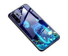 Hpory Kompatibel mit Huawei P30 Pro Hülle, Handyhülle Huawei P30 Pro Glow im Dunkel Nacht Leuchtend Glashülle TPU Silikon Gehärtetes Glas Bumper Schale Case Cover Tasche Schutzhülle - Flasche Blume