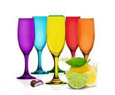 Sendez 6 Bunte Sektgläser 200ml Sektkelche Champagner Prosecco Sektglas Proseccoglas