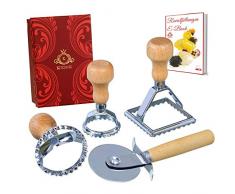 KITCHTIC® Premium Ravioli Ausstecher Set [6 Teilig] – Das perfekte Ravioli Former Set um einfach Teigtaschen, Maultaschen u.v.m selber Machen, Dank Bester Qualität, inkl Teigrädchen, Geschenkbox