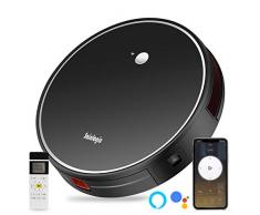 sainlogic Staubsauger Roboter, WLAN Saugroboter mit Nicht Stecken Funktion, Extrem Schlank, Geräuscharm, Selbstaufladend, 2500Pa Saugkraft, 5 Reinigungsstufen, für Hartböden bis Mittelhohe Teppiche