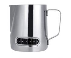 YCX Milchkännchen Pitcher Milchkanne Edelstahl Aufschäumen Krug Temperatur Anzeige,Für Milchaufschäumer Milchschaum Cafe Aufschäumkännchen,Silber