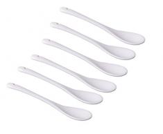 6, 12 oder 18-teiliges Porzellan Löffel Set in Keramik Weiß als Servierlöffel/Diplöffel/Teelöffel/Eierlöffel (6 Stück)