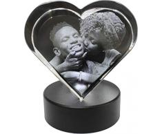 Galerie Kristall Massives Glas-Herz & Sockel mit Wunsch-Foto und Wunsch-Text (Größe S: 70 x 30mm, inkl. LED-Lichtsockel 12V schwarz)