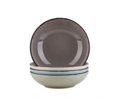 Vancasso Suppenteller, Navia 4 teilig Tiefteller bunt aus Steingut, Ø 22 cm, Geschirr Tellerset Suppenschalen