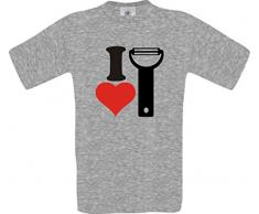 ShirtInStyle Männer-Shirt I Love Kartoffelschäler Essen Kochen Backen, Farbe sportsgrey, Größe XL