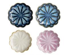 Hemoton 4 Stück Porzellan Gewürzplatte Japanischen Stil Ofen Glasierte Keramik Essteller Obsttablett Gewürzplatte für Küche nach Hause (Sonnenblume)