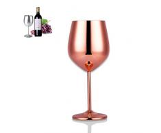 Leikance Rotweinkelch aus Edelstahl, Saft, Getränke, Party, Barzubehör, Küchenutensilien, 500 ml 21.5 * 7.3cm rose