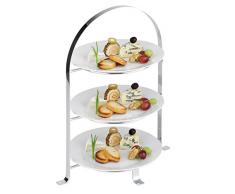 APS Serviergestell – hochwertiges Serviergestell, Etagere aus verchromtem Metall für 3 Teller mit einem max. Ø von 27cm – Gesamthöhe beträgt 43 cm