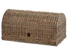 Brot-Korb mit Haube aus natürlichem Rattan / Gebäck-Kasten auf stabilem Eisenrahmen (unbehandelt Grau)