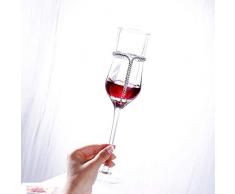 Opak 2tlg. Champagnerglas Strasskelch Kristall Weingläser Bleifreie Glasbecher Trinkhochzeitsgläser Geschenkbox-Set, 2-TLG