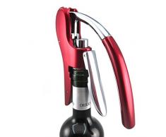 Best Utensils Professioneller Weinöffner aus Zinklegierung, Octopus Premium Kaninchenheber, Korkenzieher mit integriertem Folienschneider, Kellneröffner rot