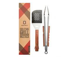 Rocketgrills Hochwertiges Grillbesteck Set extra große Grillzange - edler Wender