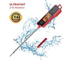 Olivivi Wasserdichtes Bratenthermometer Digitales Grillthermometer mit HD Beschlagfreier Anzeige Küchenthermometer mit Langer Sonde Fleischthermometer Sofort Lesbares Ofenthermometer für BBQ, Smoker