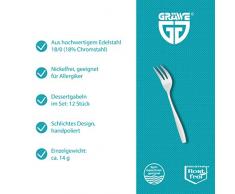GRÄWE Kuchengabeln 12 Stück, klein aus Edelstahl, 12er Pack Kuchengabel Set, 12-teilig - Serie Königstein