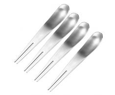 JUSTDOLIFE 4 StüCk ObstlöFfel Rostfreier Stahl DoppelköPfig FruchtkratzlöFfel Dessert RüHrlöFfel