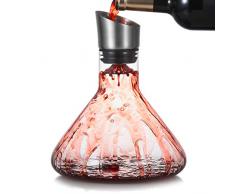 Cooko Wein Dekanter Belüfter, Wein Breather Karaffe mit Ausgießer Deckel, Mundgeblasenem Kristall Dekantierer, Luxus Wein Zubehör für Geschenk (1500ml)