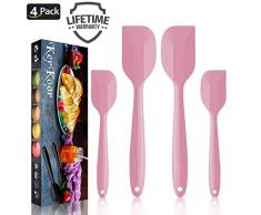 4 Silikon Spatel Hitzebeständig Spatulas BPA Frei Silikon Teigschaber Nicht-Stick, Einem Kern Edelstahl und Nahtloses Einteiliges Design zum Backen oder Kochen (Rosa)