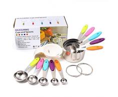 Messbecher und Löffel, 10 Stück, langlebig, 304 Edelstahl, 5 Messbecher und 5 Messlöffel, Profi-Edelstahl, gratis Eiertrenner