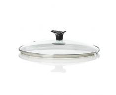 Kerafactum 2 Topfdeckel Glas spülmaschinenfest hitzebeständiger Deckel für Topf und Pfanne aus gehärtetem Qualitätsglas Glasdeckel mit Dampfloch hochwertiger Griff aus Kunststoff 22 und 24 cm