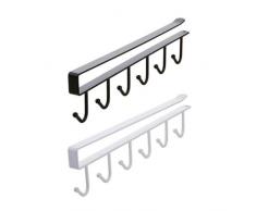 Multifunktionales Hakengestell von Glodenbridge mit 6 Haken zum Aufhängen unter Regalen und Trocknen von Tassen, Gläsern und Kochbesteck oder Aufhängen im Schrank für Gürtel und Schals, 2 Stück