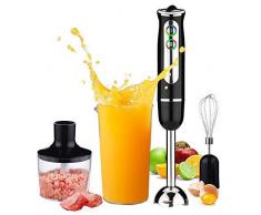 Stabmixer Set,PowCube 600W 4-in-1Stabmixer ,Pürierstab mit 8 Geschwindigkeiten,Schwarz/Edelstahl