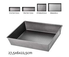 KADAX eckige Backform mit Antihaftbeschichtung, rechteckige Kuchenform aus Stahl, für Kuchen, Toastbrot, Käsekuchen, Brownie, Kastenform, Wärmeverteilung, pflegeleicht, Silber (27,5 x 22,5 x 6cm)