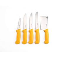 Shov Metzgermesser Küchenmesser Schlachtermesser Stechmesser Fleischerbeil Hackmesser Hackbeil Messer 5 teilig Edelstahl Rostfrei Profiqualität