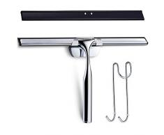 Love-KANKEI Duschabzieher Edelstahl Fensterabzieher Duschwischer mit Gummilippe, Inkl. 1 Ersatzlippe und 1 Haken