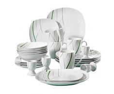 VEWEET, Kombiservice Aviva aus Porzellan 20 teilig | Frühstücksservice für 4 Personen | mit je 4 Eierbecher, Kaffeebecher 350 ml, Müslischalen, Dessertteller und Flachteller