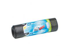 Papstar Müllsäcke / Müllbeutel (20 Stück), 60 l, Grau, aus LDPE-Folie (Stärke 22 my) mit Zugband, 75 x 65 x 75 cm, für Schwingdeckeleimer, Mülleimer, Treteimer und ähnliche Behältnisse #14196