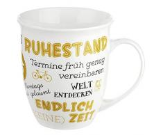 GILDE Porzellan Jumbo-Tasse mit Spruch zum Ruhestand, Geschenke für Rentner