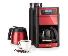 Klarstein Aromatica II Duo Kaffeemaschine mit Mahlwerk - Filter-Kaffeemaschine, 1000 Watt, 1.25 Liter Glaskanne, 1.25 Liter Thermoskanne, Timer, inkl. Permanent- und Aktivkohle Filter, rot