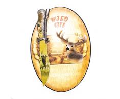 InnoMar Geschenkmesser 3D Hirsch Wandteller Dekomesser mit bedruckter Klinge