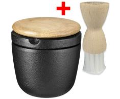 SKEPPSHULT Swing Pfeffermühle und Kräutermühle aus Gusseisen inkl. Reinigungsbürste + Tigerpfeffer, Deckel Eiche