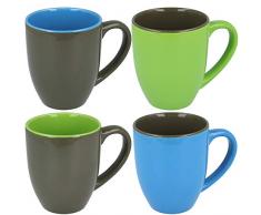 com-four® 4x Kaffeebecher in verschiedene Farben, 300 ml, Porzellan, Kaffeetasse, Kaffeepott (04 Stück - blau/grau/grün)