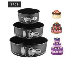 EKKONG Kuchenform Rund Inspiration Springform Cake Pans Runde Backform mit Flachboden Kuchenformen auslaufsicher, antihaftbeschichtet, 3 Größen Enthält 10.16cm/17.78cm/22.86cm