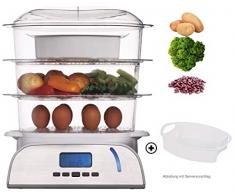 KeMar Kitchenware KFS-900 Dampfgarer, 6 Programme, Warmhalten, Timer, LED, 800W, 9 Liter, Turboring, inkl. Reisschale