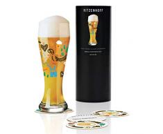 RITZENHOFF Weizen Weizenbierglas von Izabella Markiewicz, aus Kristallglas, 500 ml, mit fünf Bierdeckeln