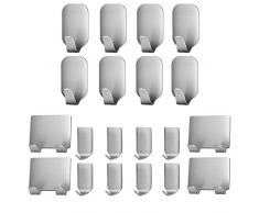 20 Stück Selbstklebend Handtuchhaken, Bademantelhaken Haken Wandhaken Edelstahl rostfrei Bad und Küche Handtuchhalter Kleiderhaken Ohne Bohren