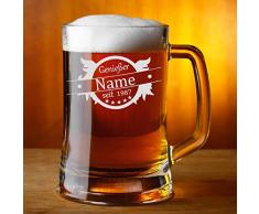 LEONARDO Bierkrug mit Gravur eines Namens und Jahreszahl – Bierseidel mit Motiv Genießer Flügel 0,3l