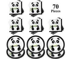Panda Party Dekoration Set, inklusiv 30 Panda Papier Kuchen Platten und 40 Panda Baby Servietten Geburtstag Party Dekorationen für Jungen, Mädchen und Baby Dusche